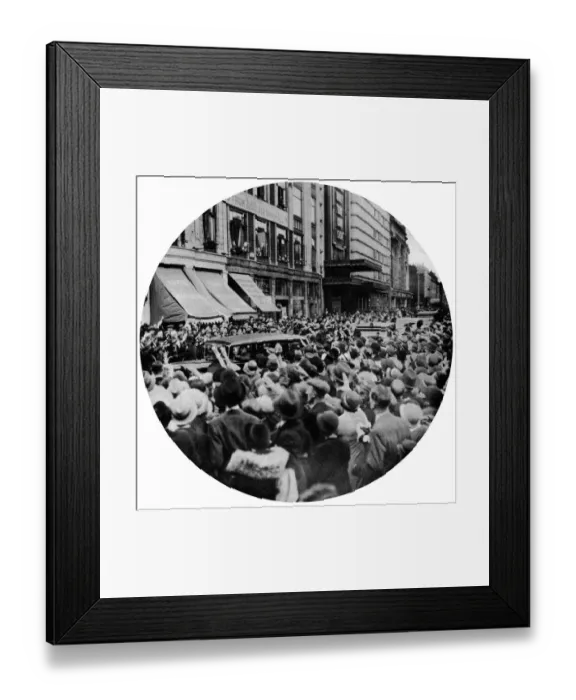 Framed Print : Londons great welcome for Princess Marina: The crowd cheering as the royal car Framed Print : Londons great welcome for Princess Marina: The crowd cheering as the royal car