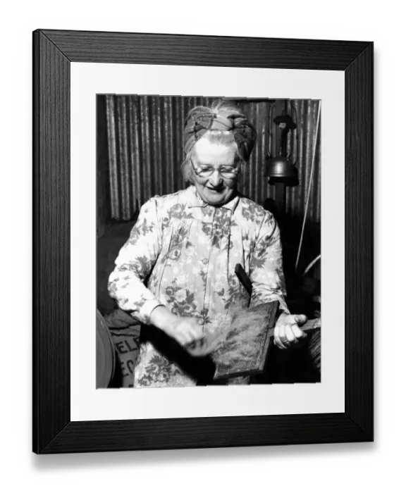 Framed Print : Royal weaver of Harris, Mrs McDonald. carding the wool Isle of Harris, Tweed Photograph Framed Print : Royal weaver of Harris, Mrs McDonald. carding the wool Isle of Harris, Tweed Photograph