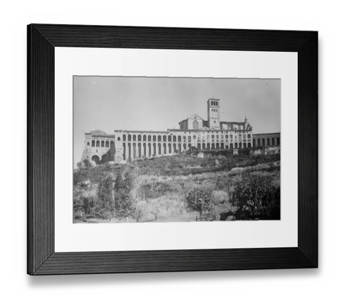 Framed Print : Scene of Royal wedding. A striking view of Assisi, showing the upper and lower Framed Print : Scene of Royal wedding. A striking view of Assisi, showing the upper and lower