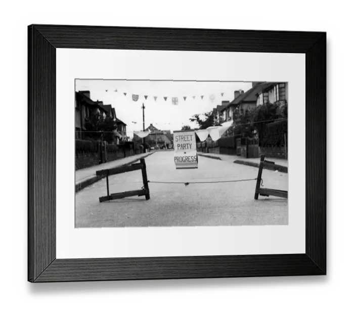 Framed Print : Coronation Celebrations Street Party Arlington Close Sidcup June 1953 Framed Print : Coronation Celebrations Street Party Arlington Close Sidcup June 1953