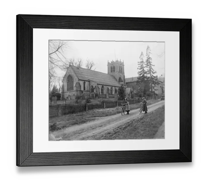 Framed Print : Scene of the Royal christening. A view of Goldsborough Church from the roadway Framed Print : Scene of the Royal christening. A view of Goldsborough Church from the roadway