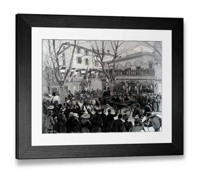 Framed Print : Queen Victoria arrives in Grasse, Provence, France. Her Majesty en route to the Grand Hotel