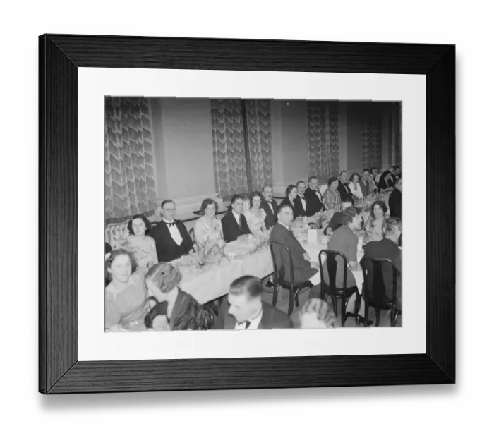 Framed Print : The Royal Arsenal A I department dinner in Woolwich, London. 1939 Framed Print : The Royal Arsenal A I department dinner in Woolwich, London. 1939