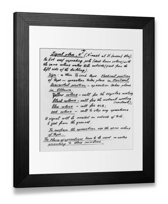 Framed Print : A page from a Soviet notebook giving directions to the member of the Royal Canadian Framed Print : A page from a Soviet notebook giving directions to the member of the Royal Canadian