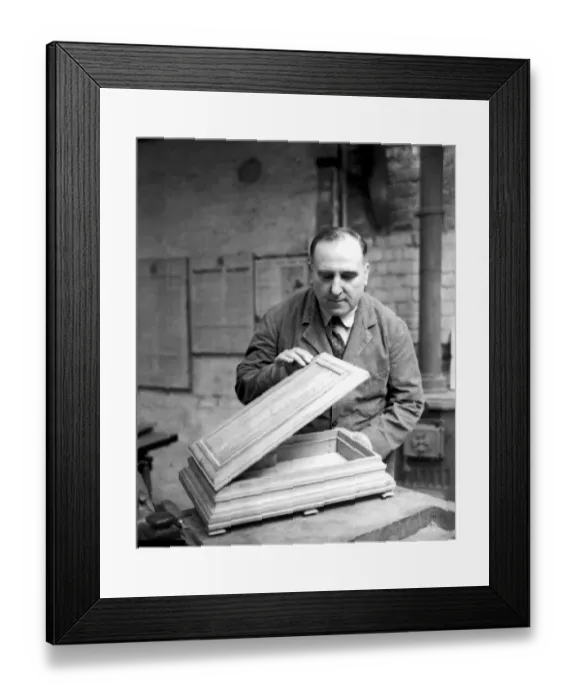 Framed Print : Chislehurst, Kent: Mr J H Easden of Royal Parade, Chislehurst, puts the finishing Framed Print : Chislehurst, Kent: Mr J H Easden of Royal Parade, Chislehurst, puts the finishing