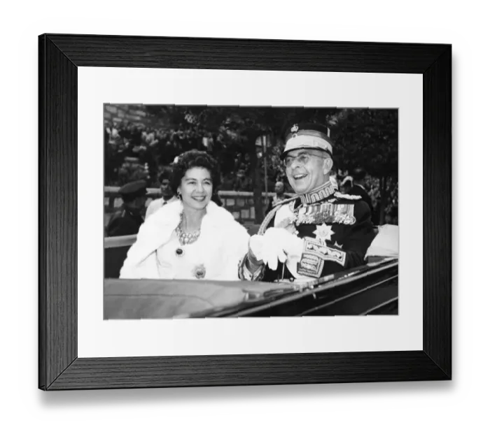 Framed Print : King Paul and Queen Frederica of Greece driving to Salonicas Catheral St Demetrius Framed Print : King Paul and Queen Frederica of Greece driving to Salonicas Catheral St Demetrius