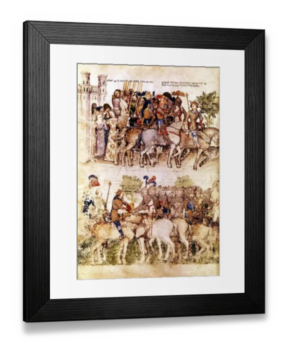 Framed Print : King Arthur and his knights setting out for the quest for the Holy Grail. King Arthur, page 129