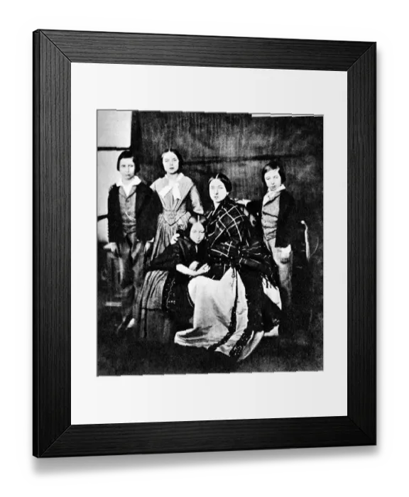 Framed Print : Royal family group at Windsor Castle. Left to right: the Prince of Wales, the Princess Royal