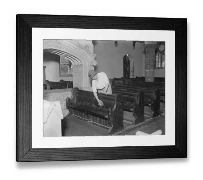 Framed Print : Scene of the Royal christening Cleaning the Royal pew in Goldsborough Church 17 Framed Print : Scene of the Royal christening Cleaning the Royal pew in Goldsborough Church 17
