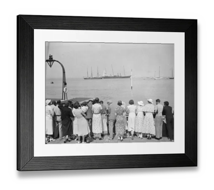 Framed Print : The King and Queen board Royal Yacht for holiday afloat. The King and Queen arriving Framed Print : The King and Queen board Royal Yacht for holiday afloat. The King and Queen arriving