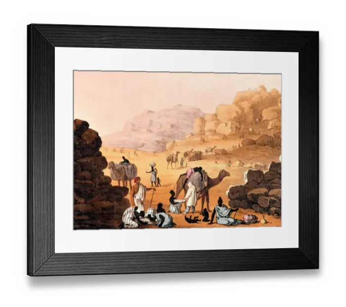 Framed Print : Blue Nile - A Slave Caravan by G. F. Lyon (1821) from Narrative of Travels in N