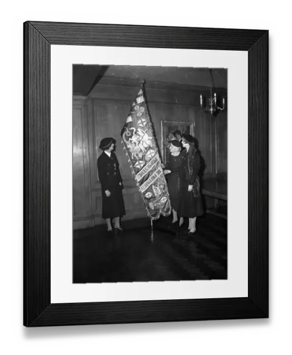 Framed Print : On view at the Girl Guides Association Headquarters is the Standard of St George Framed Print : On view at the Girl Guides Association Headquarters is the Standard of St George