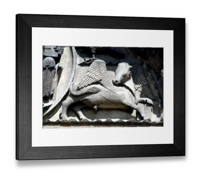 Framed Print : Ast. Sites Chartres The bull of Luke on the tympanum of the Royal Portal with Framed Print : Ast. Sites Chartres The bull of Luke on the tympanum of the Royal Portal with