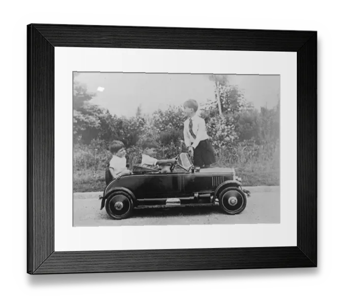Framed Print : Royal motorists. Crown Prince Peter of Yugoslavia and his two younger brothers