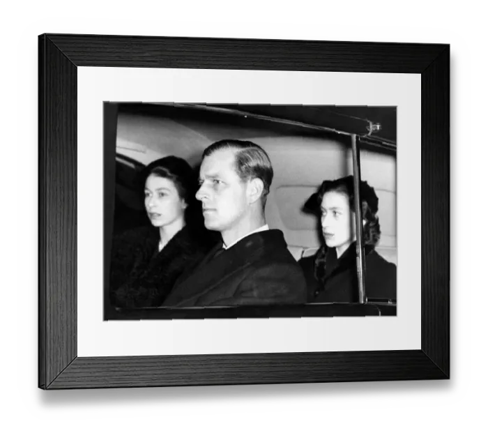 Framed Print : 14 February 1952 Queen Elizabeth II, The Duke of Edinburgh, and Princess Margaret Framed Print : 14 February 1952 Queen Elizabeth II, The Duke of Edinburgh, and Princess Margaret