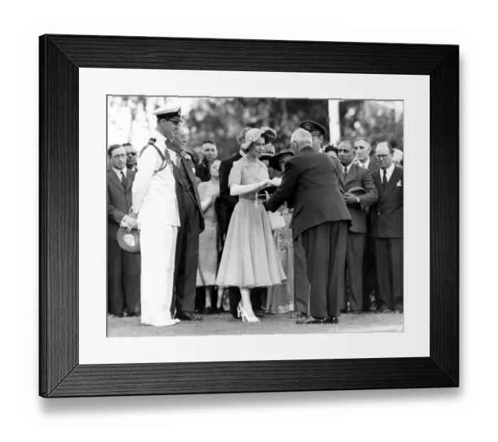 Framed Print : Princess Elizabeth receives the key and title deeds of Royal Lodge from Mr W. K. Horne Framed Print : Princess Elizabeth receives the key and title deeds of Royal Lodge from Mr W. K. Horne