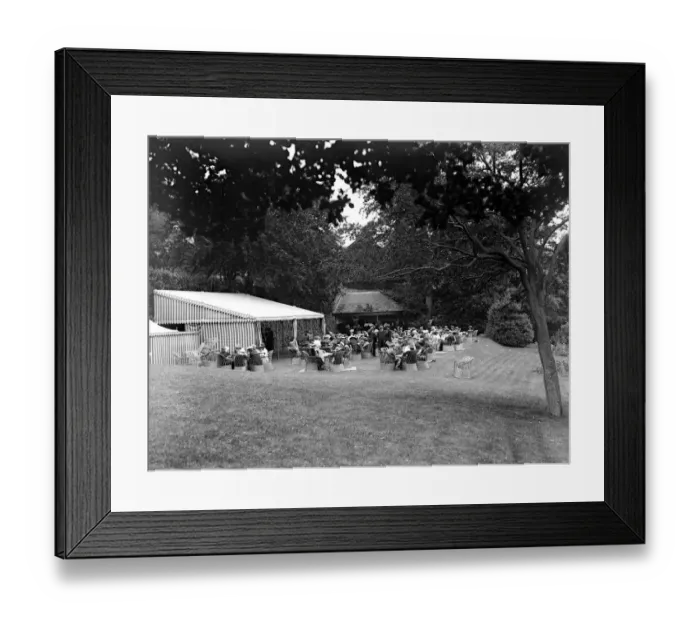 Framed Print : Cowes Regatta. Afternoon tea in the grounds of the Royal Yatch Squadron. 2 August 1920