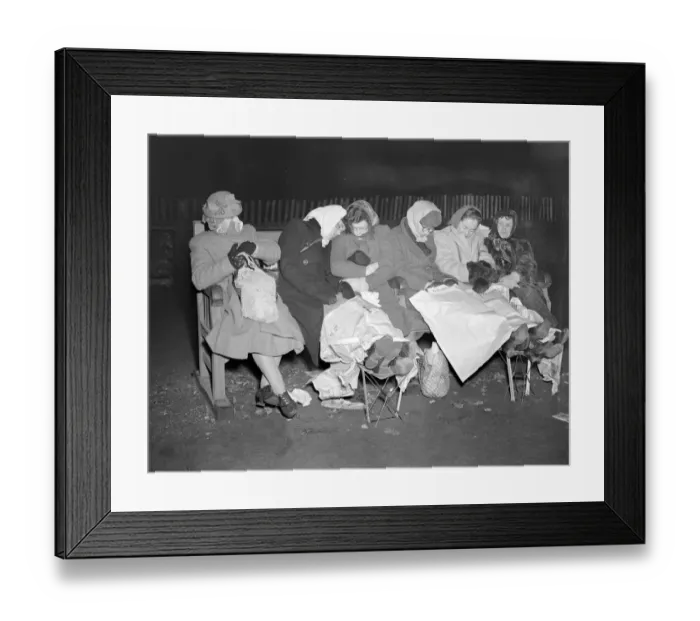 Framed Print : Royal Wedding. Five elderly ladies who are braving the weather by sleeping out all