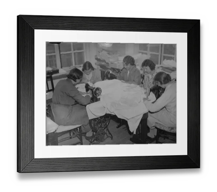 Framed Print : Girls of Royal School of Needlework making bedspread as wedding present for Princess Marina Framed Print : Girls of Royal School of Needlework making bedspread as wedding present for Princess Marina