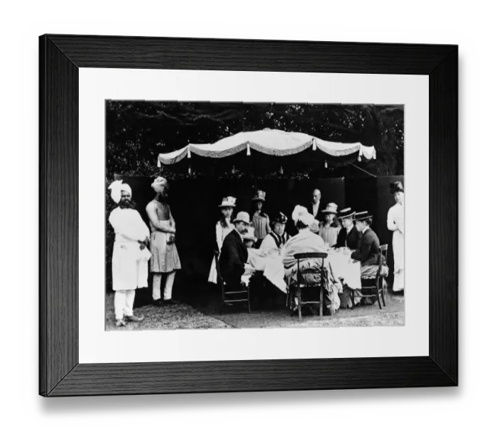Framed Print : Queen Victoria at breakfast in Osbourne Gardens with the Duke of Connaught Princess Beatrice Framed Print : Queen Victoria at breakfast in Osbourne Gardens with the Duke of Connaught Princess Beatrice