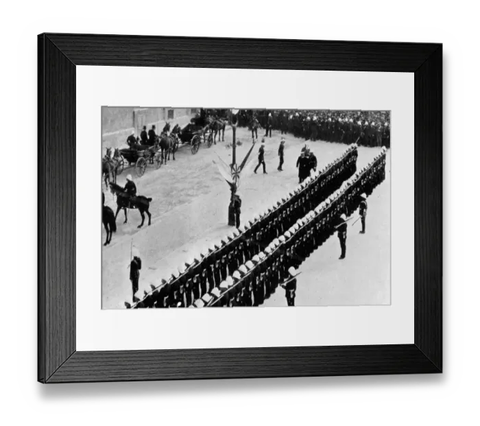 Framed Print : King Edward VII and his Maltese corp. His Majesty inspecting a guard of honour of