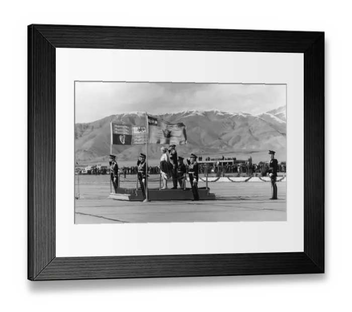 Framed Print : H. M. Queen Elizabeth II and the Shah of Persia take the salute at the official welcoming Framed Print : H. M. Queen Elizabeth II and the Shah of Persia take the salute at the official welcoming