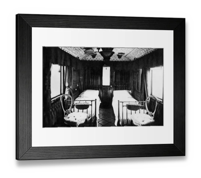 Framed Print : The Royal railway Carriage: the bedroom. Built in 1869 by the London and North Western Railway Framed Print : The Royal railway Carriage: the bedroom. Built in 1869 by the London and North Western Railway