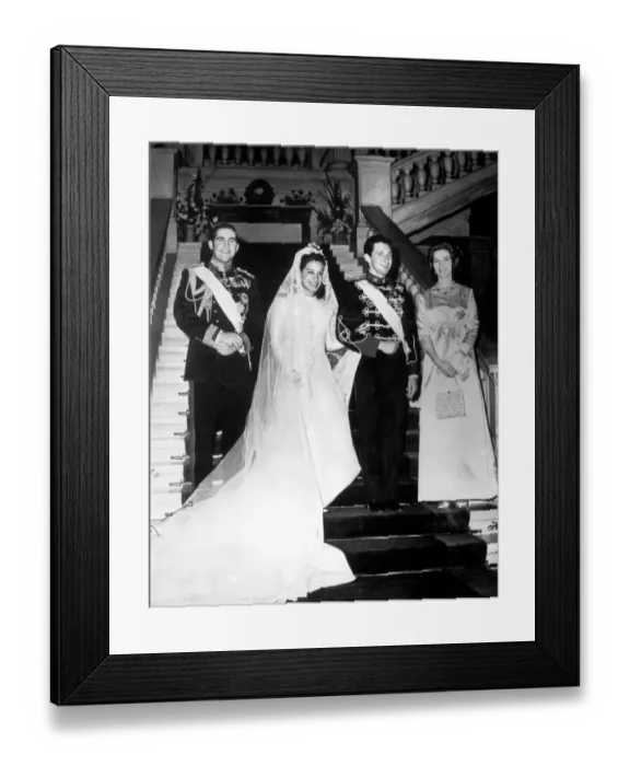 Framed Print : Marina and Prince Michael of Romania, wearing the uniform of an army Lieutenant are Framed Print : Marina and Prince Michael of Romania, wearing the uniform of an army Lieutenant are
