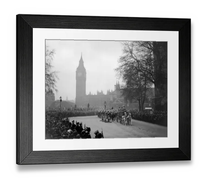 Framed Print : Royal Wedding. The Irish State Coach seen approaching Westminster Abbey with Big Framed Print : Royal Wedding. The Irish State Coach seen approaching Westminster Abbey with Big