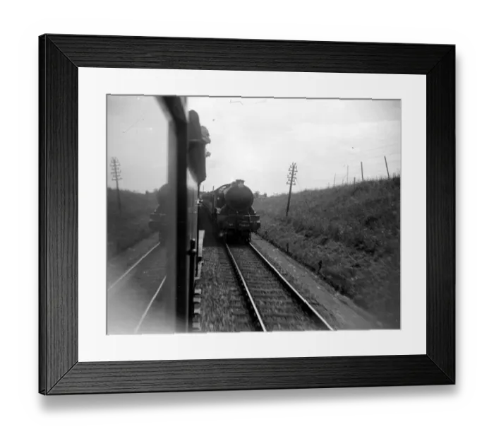 Framed Print : Two steam trains pass each other. 1933