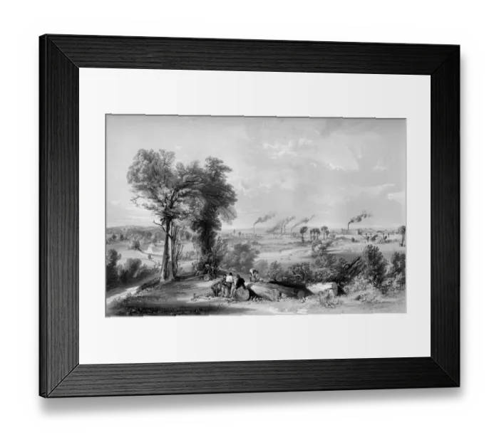 Framed Print : Bristol rural landscape with industrial chimneys in background