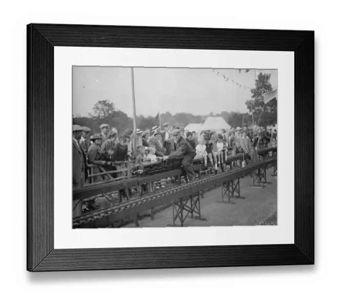 Framed Print : Children ride on a miniature railway. 1938