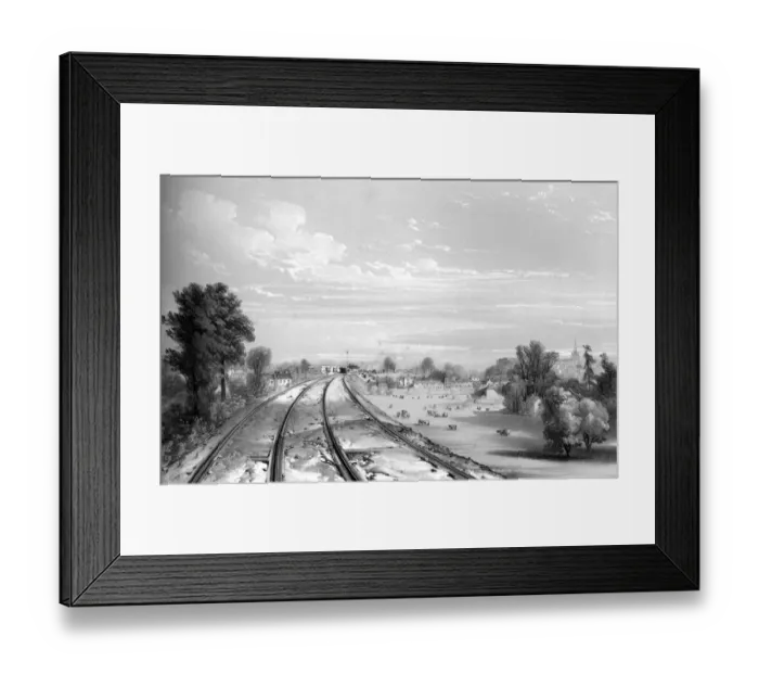 Framed Print : Chippenham landscape and sweeping railway lines