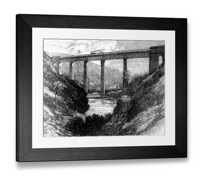 Framed Print : Railway bridge over the Tees. Barnard Castle, Stockton and Darlington railway 1875 Framed Print : Railway bridge over the Tees. Barnard Castle, Stockton and Darlington railway 1875