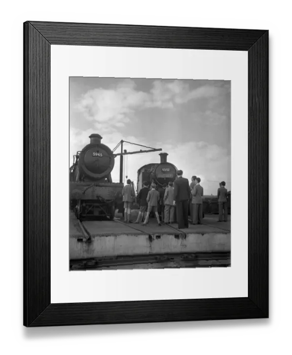 Framed Print : Trainspotters Club outing Young members of the trainspotters club gather around Framed Print : Trainspotters Club outing Young members of the trainspotters club gather around