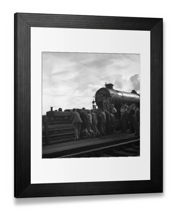 Framed Print : Trainspotters Club outing Young members of the trainspotters club gather around Framed Print : Trainspotters Club outing Young members of the trainspotters club gather around