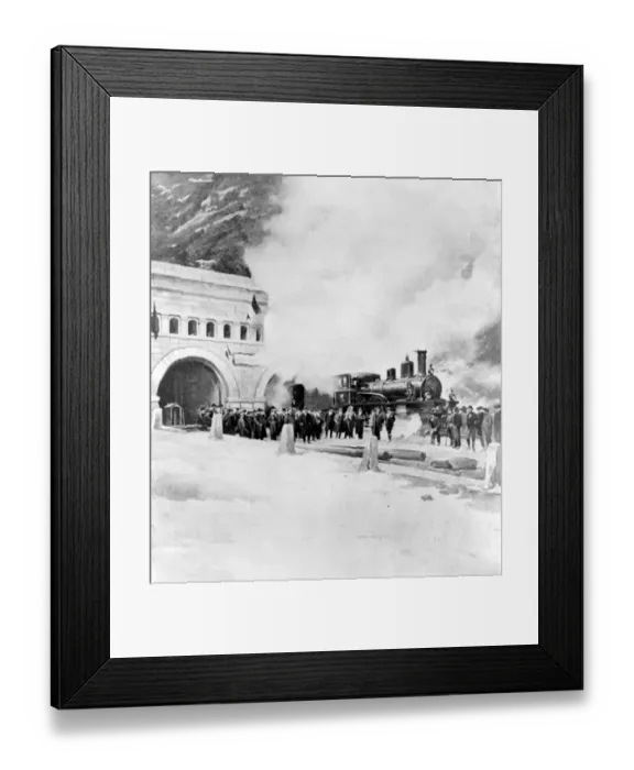 Framed Print : The first train to go through the Simplon Tunnel 1900 or 1905 - ?TopFoto Framed Print : The first train to go through the Simplon Tunnel 1900 or 1905 - ?TopFoto