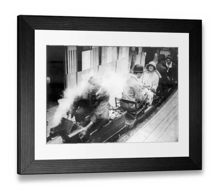 Framed Print : The Duke and Duchess of York enjoying a ride on the Canadian Pacific Railway Miniature Railway Framed Print : The Duke and Duchess of York enjoying a ride on the Canadian Pacific Railway Miniature Railway
