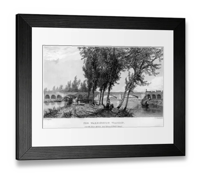 Framed Print : The Warrington Viaduct, over the River Mersey and Mersey and Irwell Canal, on Framed Print : The Warrington Viaduct, over the River Mersey and Mersey and Irwell Canal, on