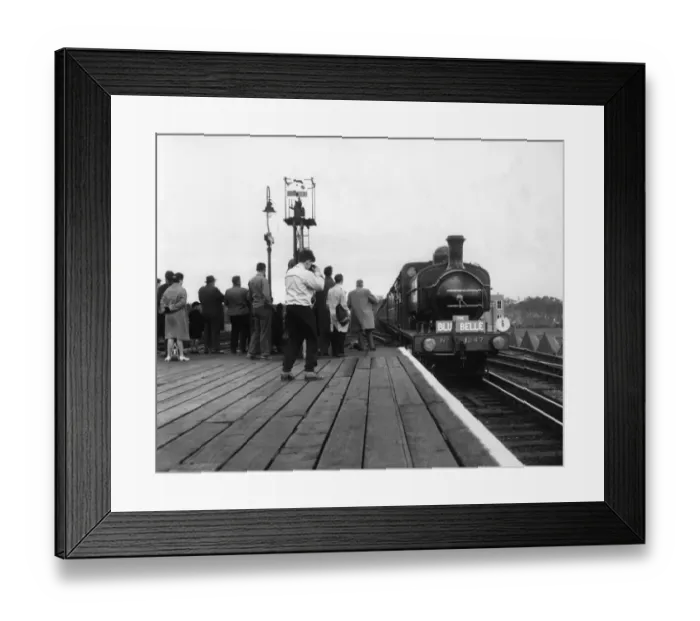Framed Print : The Bluebell excursion train pulls into Haywards Heath with Dr Richard Beeching on board