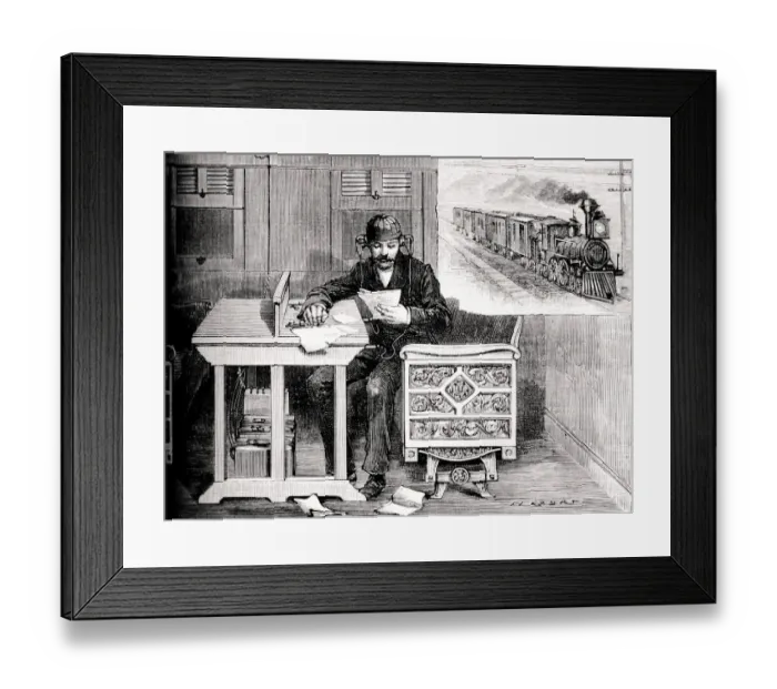 Framed Print : Edisons system of telephones for trains enroute Framed Print : Edisons system of telephones for trains enroute