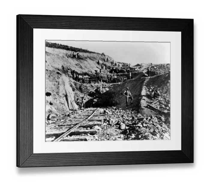 Framed Print : Deepcut No 1 west of Wilhelmina Pass, Weber Canyon showing method of excavation Framed Print : Deepcut No 1 west of Wilhelmina Pass, Weber Canyon showing method of excavation