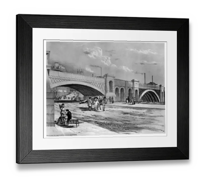 Framed Print : Bridge over the Irwell, Victoria Station, Manchester, 1845 In 1838 Samuel Brooks