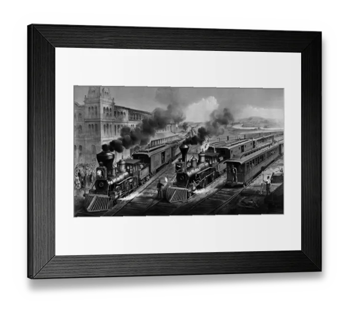 Framed Print : An American Railway scene at Hornellsville Erie Canal 1874 by Currier and Ives Framed Print : An American Railway scene at Hornellsville Erie Canal 1874 by Currier and Ives