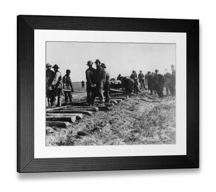 Framed Print : Track crew laying the track photographed at the 100th Meridian Photo by Carhutt Framed Print : Track crew laying the track photographed at the 100th Meridian Photo by Carhutt