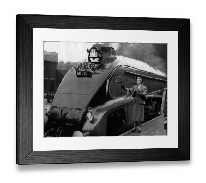 Framed Print : London to Edinburgh non stop Express train. Anne Crawford cuts the tape Framed Print : London to Edinburgh non stop Express train. Anne Crawford cuts the tape