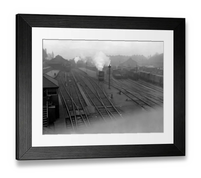 Framed Print : Exeter taken from Railway Bridge showing up side of Station. ? TopFoto Framed Print : Exeter taken from Railway Bridge showing up side of Station. ? TopFoto