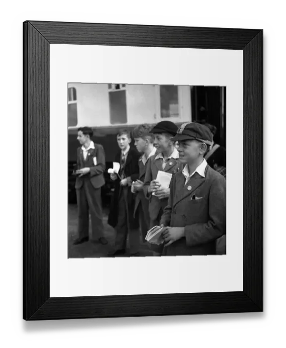 Framed Print : Trainspotters Club outing Schoolboys armed with their trainspotters notebooks