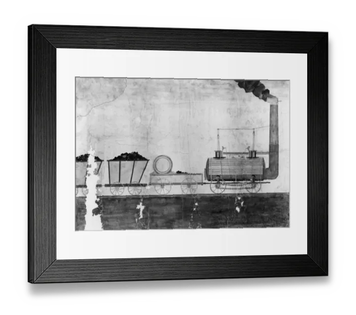 Framed Print : Drawing of Killingworth locomotive 1815-1820 Framed Print : Drawing of Killingworth locomotive 1815-1820