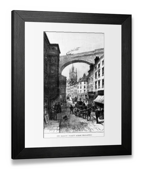 Framed Print : The railway viaduct across Dean Street, Newcastle-on-Tyne, England. c. 1850 Framed Print : The railway viaduct across Dean Street, Newcastle-on-Tyne, England. c. 1850